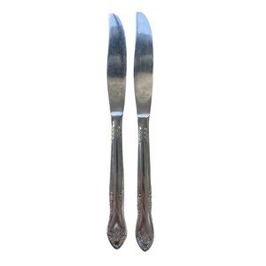 Lifetime Cutlery Taiwan Stainless Steel Floral Rose Stainless Knives Set of 2
